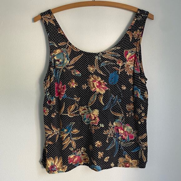 Vintage 80s 90s ZOE Polka Dot Tank M Lichtenstein Pop Art Graphic Indie Funky - Picture 1 of 8